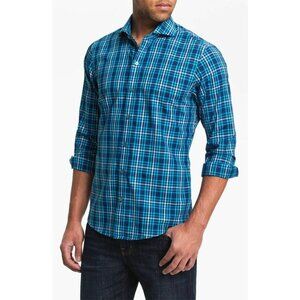 NWT Zachary Prell Josh in Aqua Plaid Cotton Sport Shirts XL